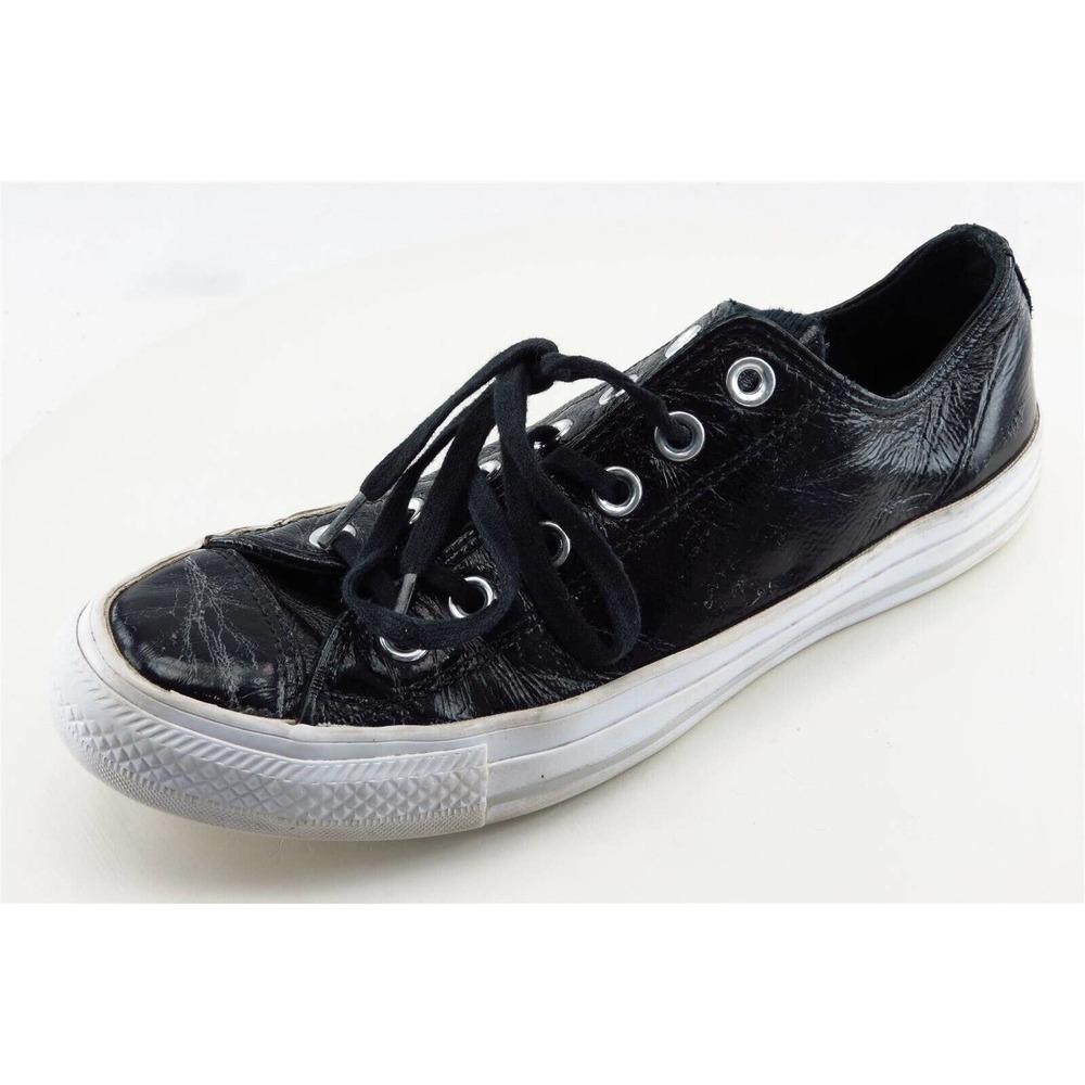 Converse All Star Size 7 M Black Lace Up Low Top Patent Leather‎ Women Shoe